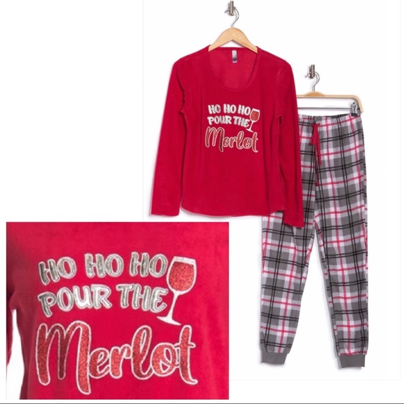 Pj Couture Pants - 🍷WINE LOVER GIFT!  "Ho Ho Ho Pour The Merlot" NWT Holiday Plaid Flannel …